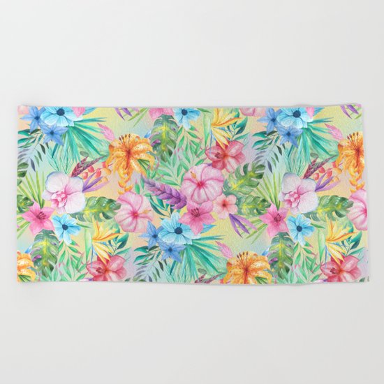 Wispy Summer Floral Beach Towel