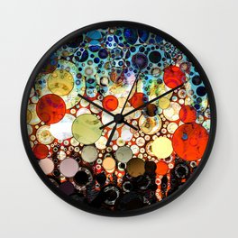 Contemporary Blue Orange Bubble Abstract Wall Clock