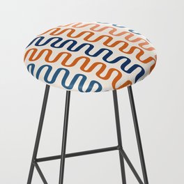 Abstract Shapes 265 in Navy Blue and Orange (Snake Pattern Abstraction) Bar Stool