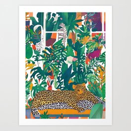 Cheetah and plants Art Print