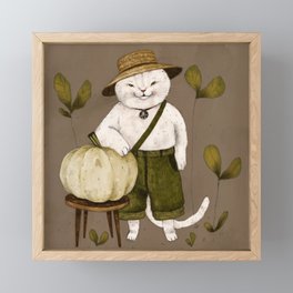 Farmer Cat Framed Mini Art Print