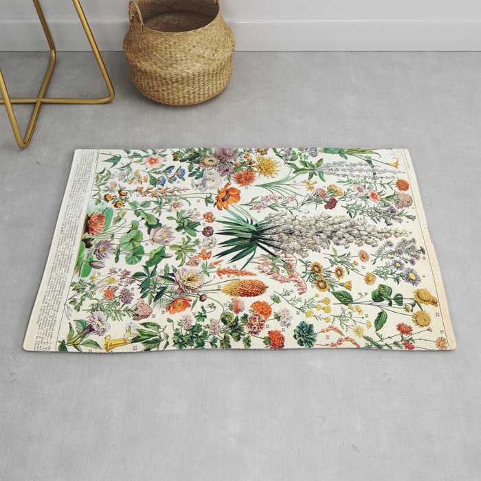 Adolphe Millot Fleurs B French Vintage Poster Rug By Dejavustudio