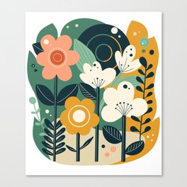 Hand drawing flowers in flat design Canvas Print