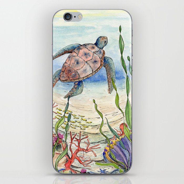 Sea Turtle, Illustration iPhone Skin