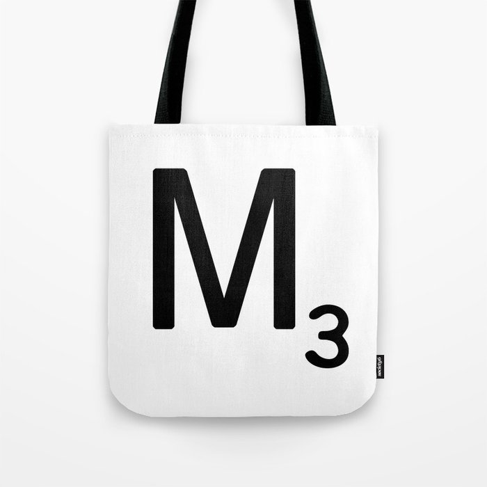 Letter M Custom Scrabble Tile Art Initial Tote Bag By Ekphotoart