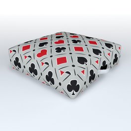 Playing card suits symbols - grey Outdoor Floor Cushion