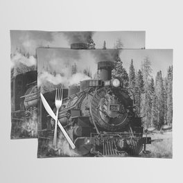 The 484 - Steam Engine Train Locomotive in Colorado in Black and White Placemat