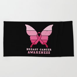 Breast Cancer Awareness Butterfly Beach Towel