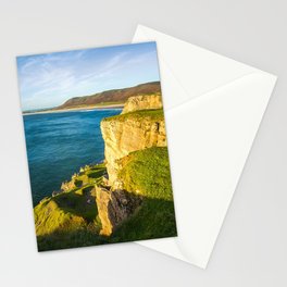 Great Britain Photography - Sunset Shining On A Cliff By The Blue Ocean Stationery Card