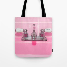 Retro Pink Sink Bathroom Sink and Faucet Tote Bag