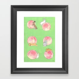 Rabbits and Peaches Framed Art Print