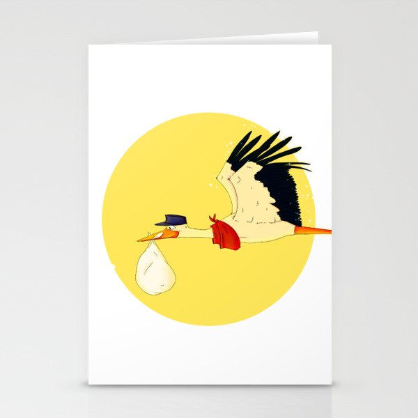 Stork delivering a baby Stationery Cards
