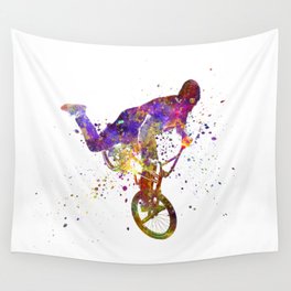Watercolor bmx racer Wall Tapestry