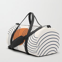 Geometric Lines in Navy Blue Orange 2 (Rainbow Abstraction) Duffle Bag