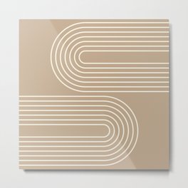 Geometric Lines Rainbow 5 in Brown Beige Metal Print