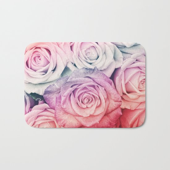 Some people grumble II Floral rose flowers pink and multicolor Bath Mat