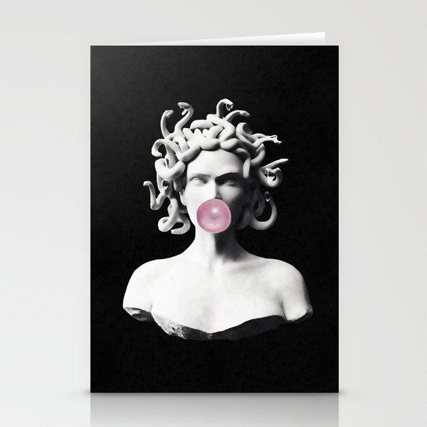 Medusa blowing pink bubblegum bubble Stationery Cards