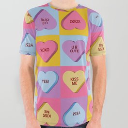 Nice Valentine's Candy Hearts 2 All Over Graphic Tee
