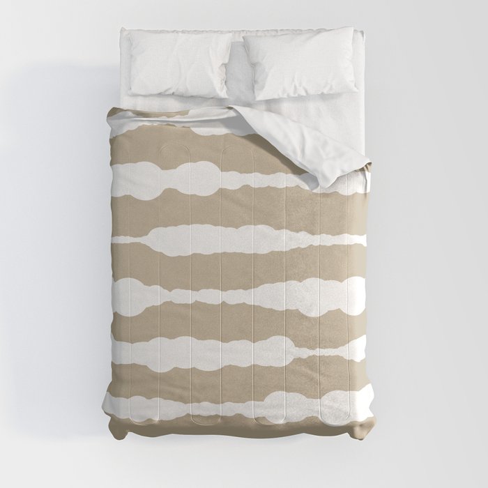 Macramé Stripes Minimalist Pattern in White and Neutral Flax Comforter