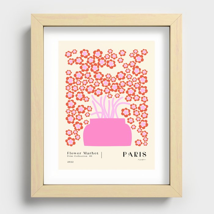 Modern Pink flower bouquet. Flower market. Paris Recessed Framed Print