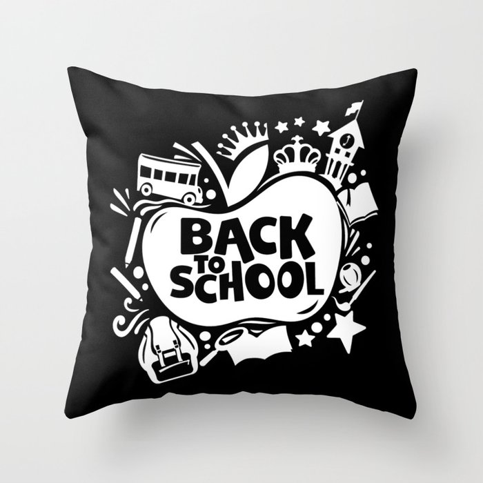 Back To School Apple Cool Illustration Kids Throw Pillow