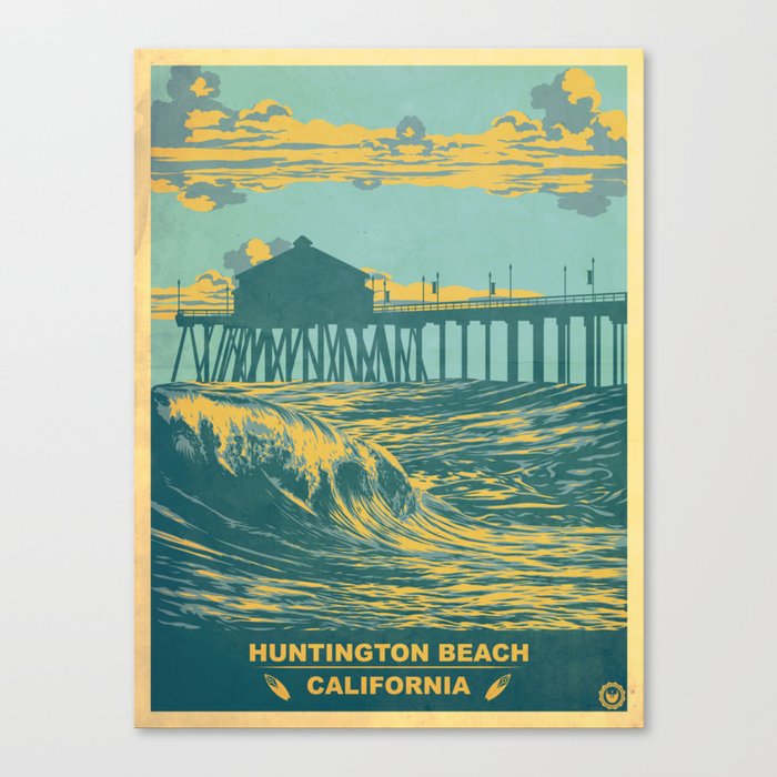 Vintage Huntington Beach Poster Canvas Print By J0nhernandez Society6 Vintage Huntington Beach Poster Canvas Print