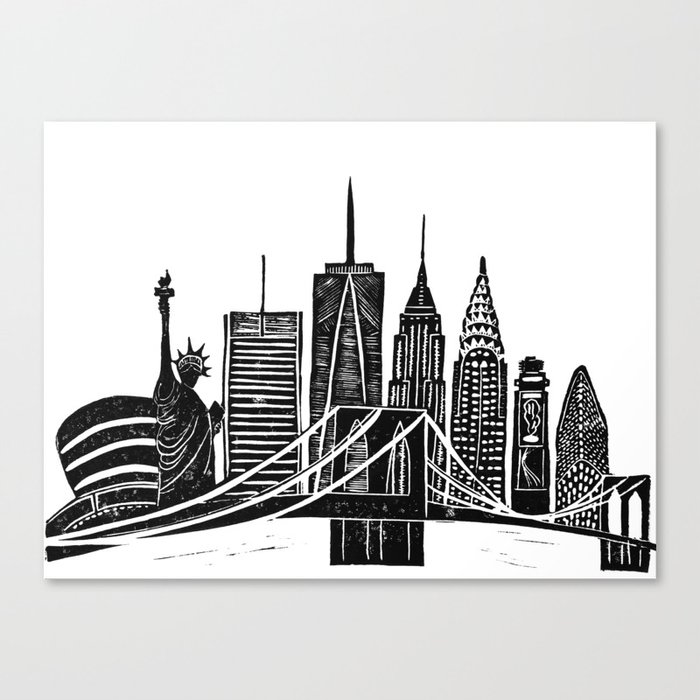 Linocut New York Art Print by Bianca Green | Society6