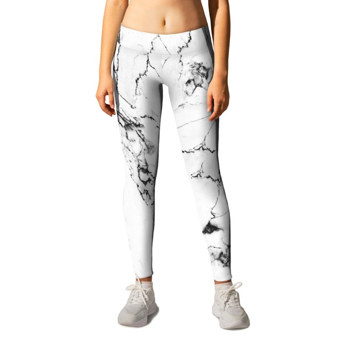 White Marble I Leggings by THE AESTATE | Society6