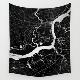 Philadelphia - Black and Silver Wall Tapestry