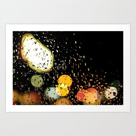 Windshield wipers, slappin' out of tempo, keepin' perfect rhythm with the song on the radio-oo-oo Art Print