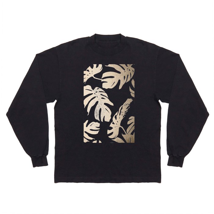 Simply Tropical Palm Leaves in White Gold Sands Long Sleeve T Shirt