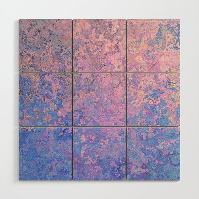 ABSTRACT OXIDIZE IN PINK AND BLUE. Wood Wall Art