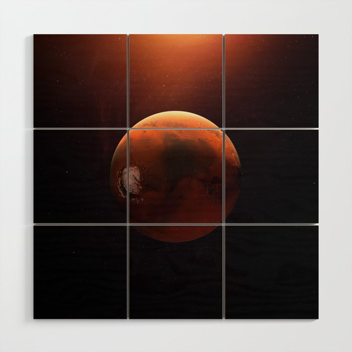 Mars planet. Poster background illustration. Wood Wall Art