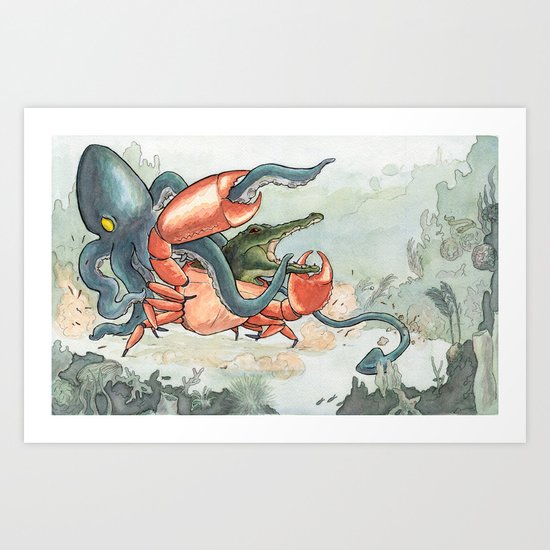 Kaiju Monster Battle Art Print