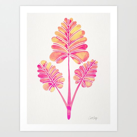 Tropical Palm Leaf Trifecta – Pink Palette Art Print