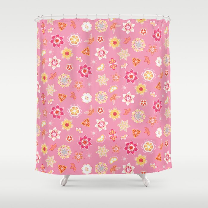 Paisley Ornamental Bohemian Floral Pattern In Pink Color Palette