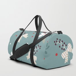 Christmas Pattern Turquoise White Bow Flower Duffle Bag