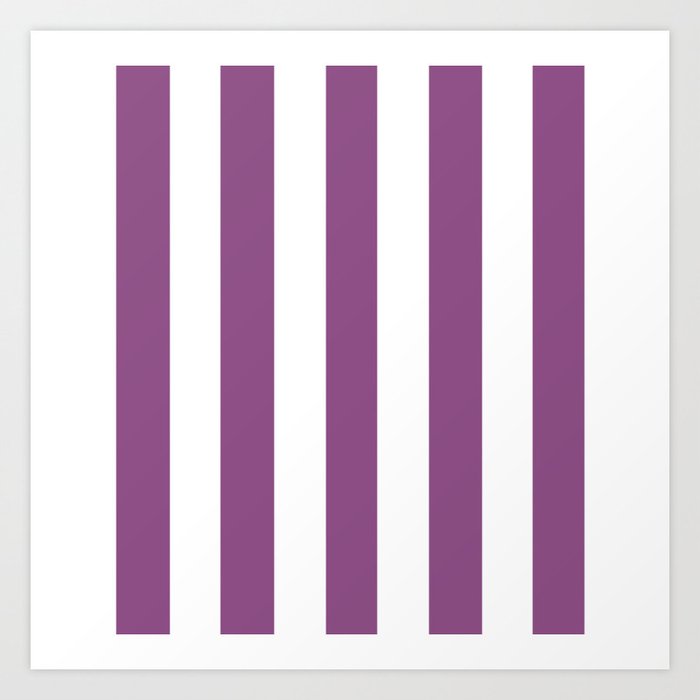 Razzmic Berry Violet Solid Color White Vertical Lines Pattern Razzmic Berry Violet Solid Color White Vertical Lines Pattern Art Print