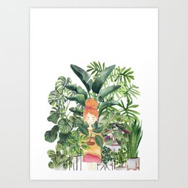 Plant Lady Watercolor Illustration Art Print