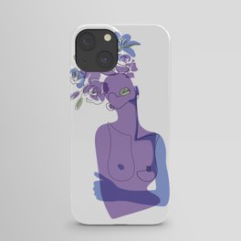 Lilac Beauty / Purple, blue and green naked woman with flowers / Explicit Design iPhone Case