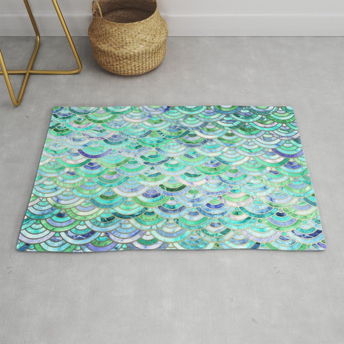 Marble Mosaic in Mint Quartz and Jade Rug