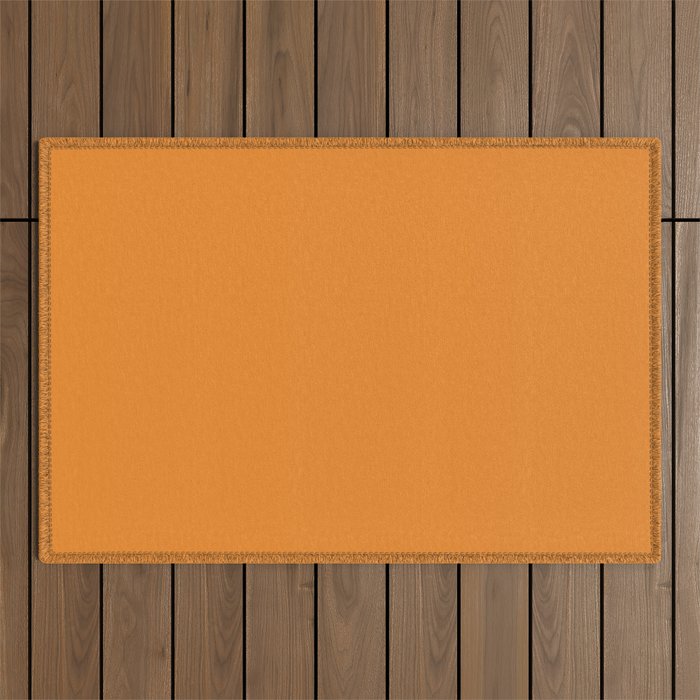 Festive Autumn Orange Solid Color Accent Shade / Hue Matches Sherwin Williams Carnival SW 6892 Outdoor Rug