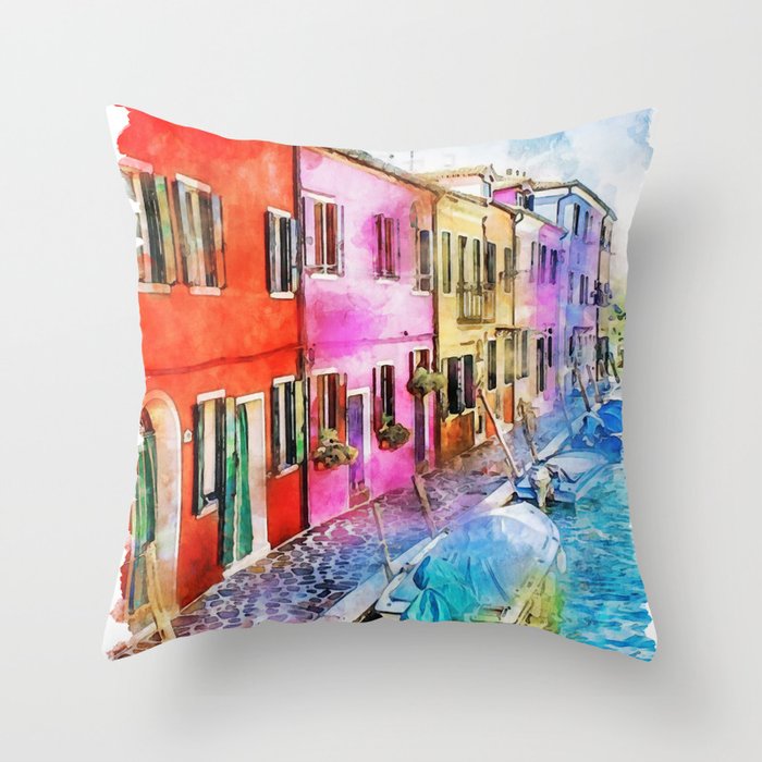 Burano, Italy Throw Pillow