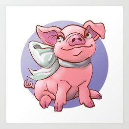 Cutie Bow Piglet Art Print