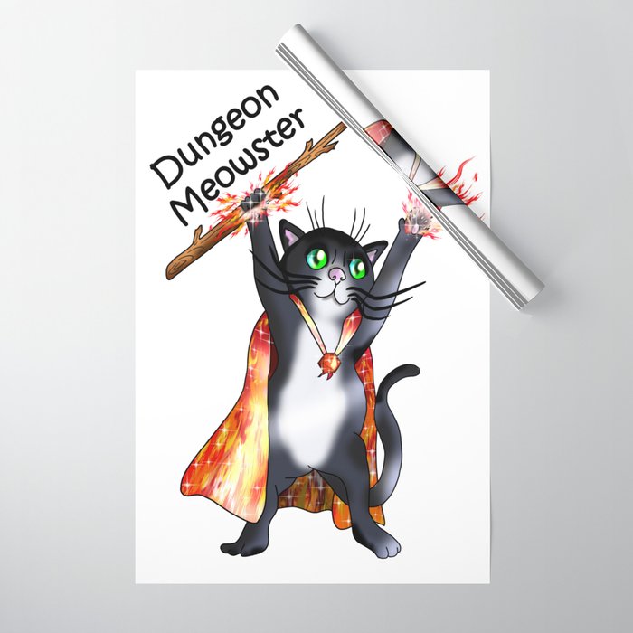 Black cat dungeon meowster sorcerer Wrapping Paper