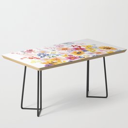 Colorful Hand Painted Watercolors Summer Flowers Meadow Coffee Table