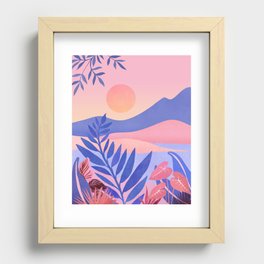 Hawaiian Sunset Tropical Landscape Recessed Framed Print