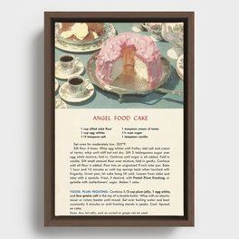 Vintage Baking Recipe, Pink Angel Food Cake 1950s  Framed Canvas