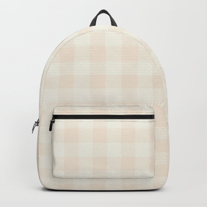 White and Brown Beige Gingham Buffalo Plaid Seamless Pattern Backpack
