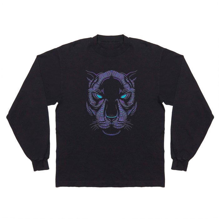 Aztec Panther Face Long Sleeve T Shirt